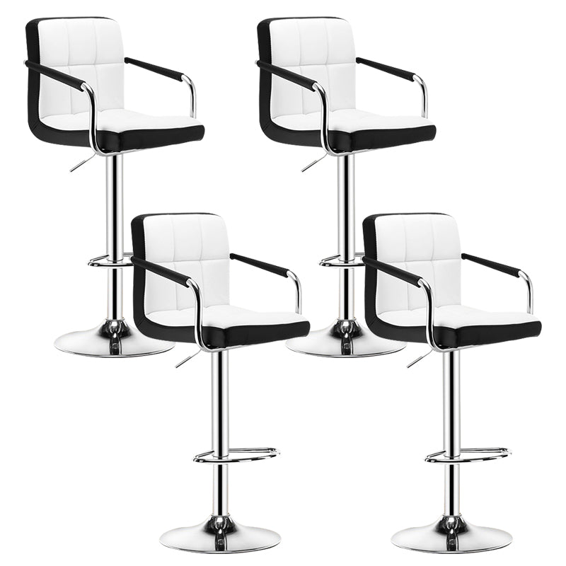Contemporary Leather Counter Height Stools Adjustable Height Bar Stool