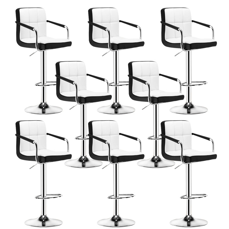 Contemporary Leather Counter Height Stools Adjustable Height Bar Stool