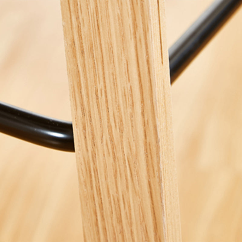 Nordic Backrest Armless Counter High Stool Plastic Cafe Bar Chair with Wooden Base