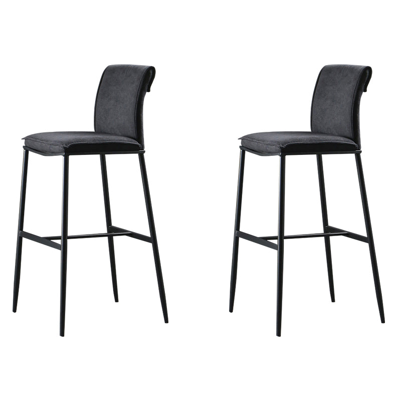 Contemporary Upholstered Counter Stool Low Back Bar Stool with Footrest