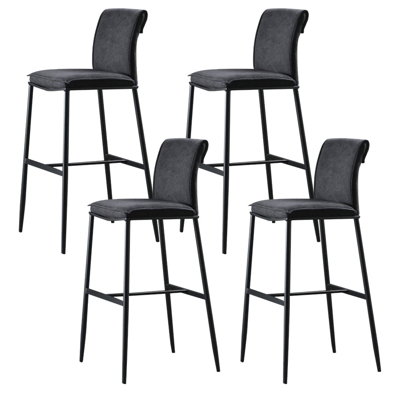 Contemporary Upholstered Counter Stool Low Back Bar Stool with Footrest