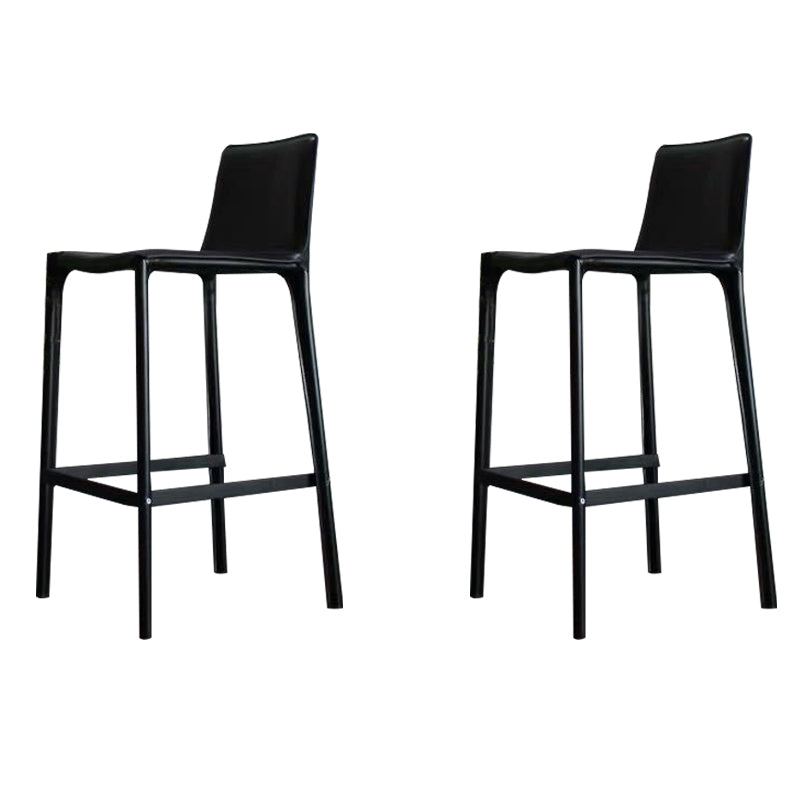 Modern Faux Leather Counter Stool Square Low Back Bar Stool with Footrest