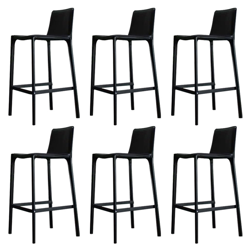 Modern Faux Leather Counter Stool Square Low Back Bar Stool with Footrest
