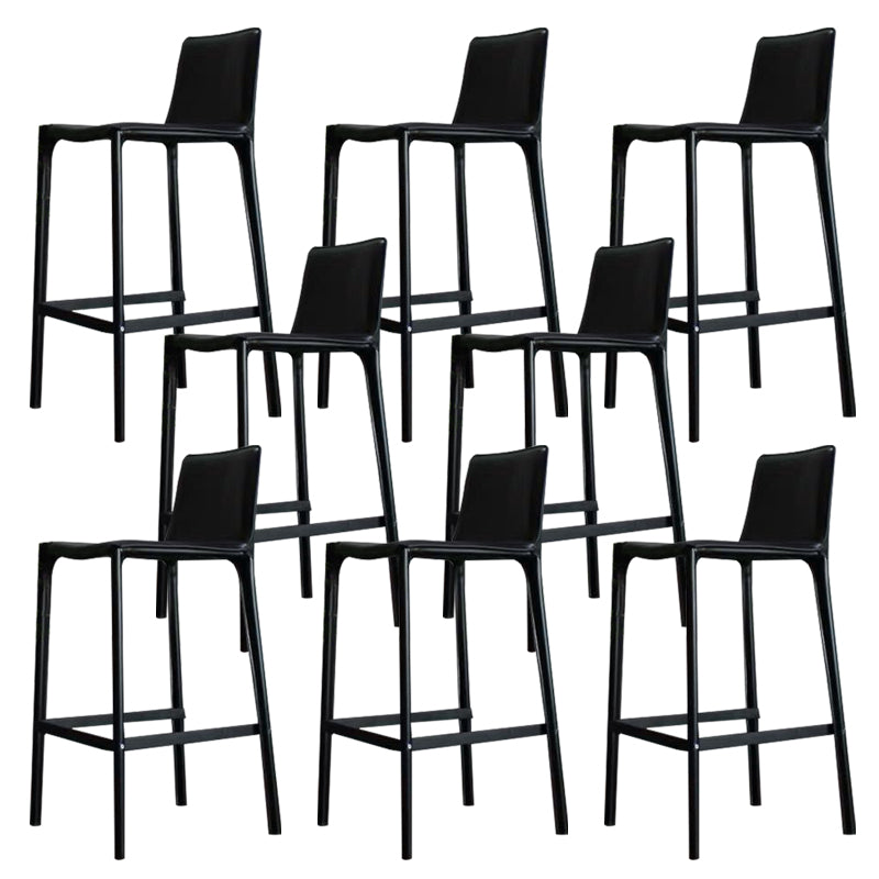 Modern Faux Leather Counter Stool Square Low Back Bar Stool with Footrest
