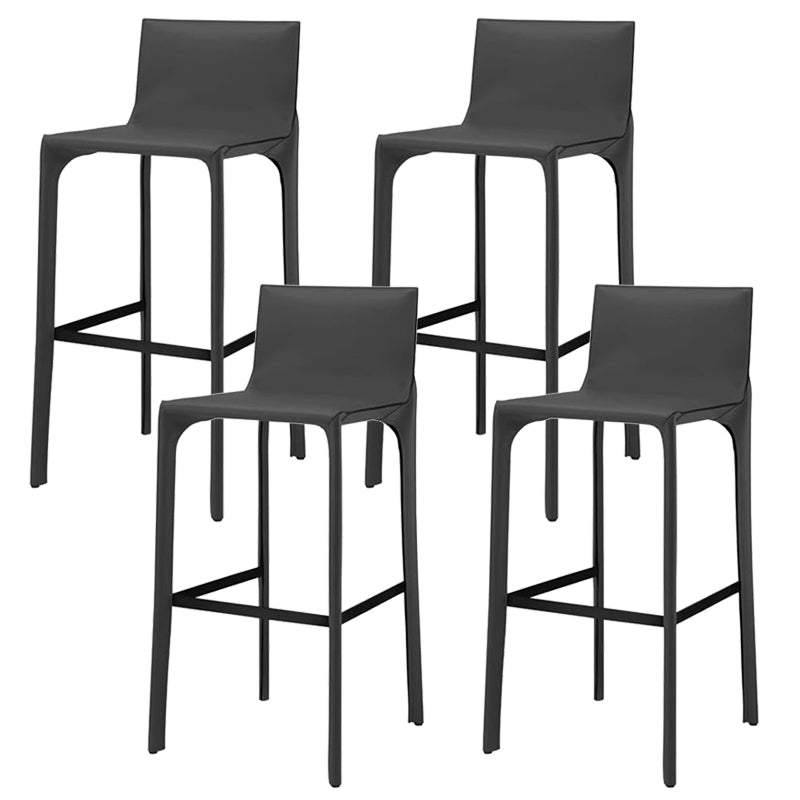 Modern Faux Leather Counter Stool Square Low Back Bar Stool with Footrest