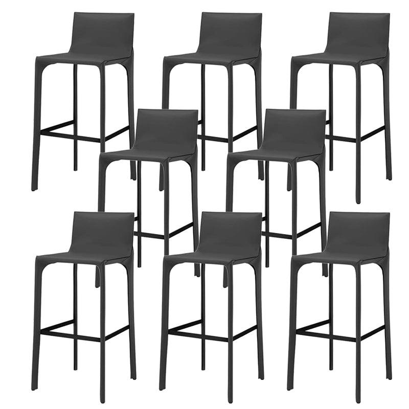 Modern Faux Leather Counter Stool Square Low Back Bar Stool with Footrest