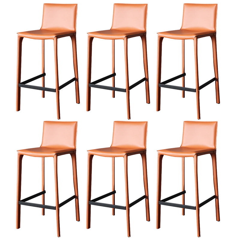 Modern Faux Leather Counter Stool Square Low Back Bar Stool with Footrest