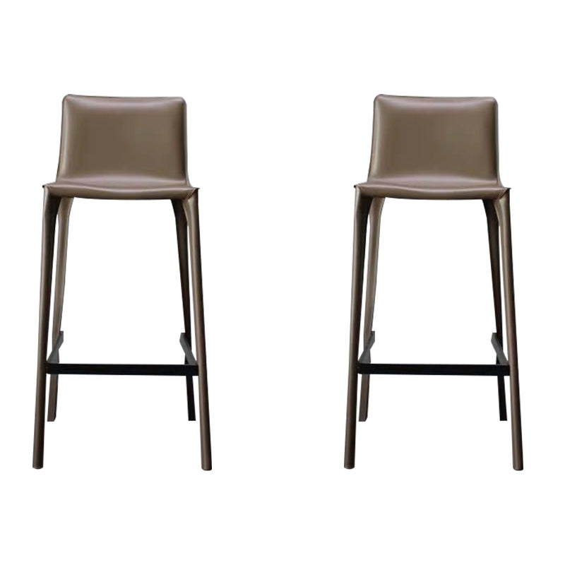 Modern Faux Leather Counter Stool Square Low Back Bar Stool with Footrest