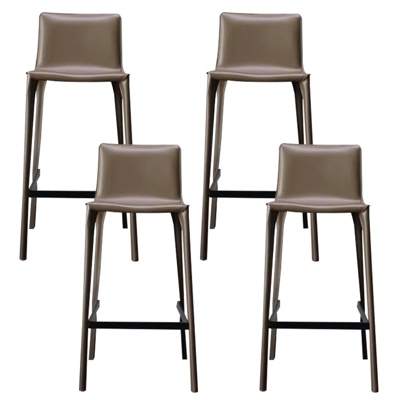 Modern Faux Leather Counter Stool Square Low Back Bar Stool with Footrest