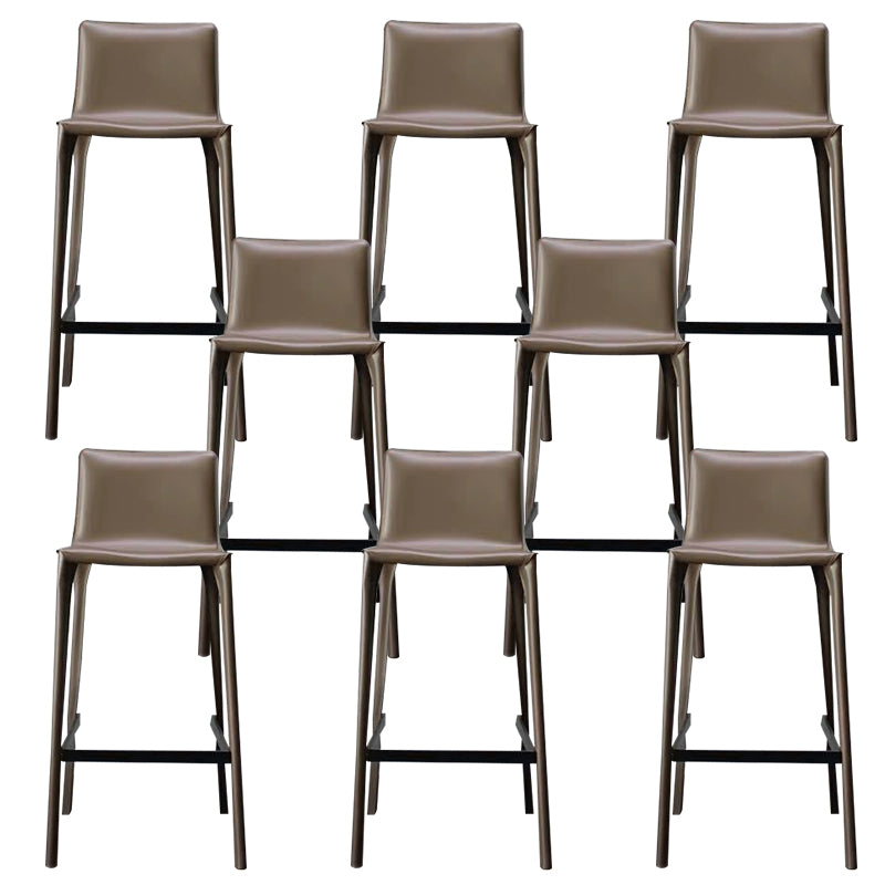 Modern Faux Leather Counter Stool Square Low Back Bar Stool with Footrest