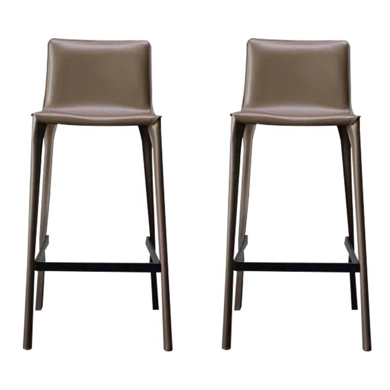 Modern Faux Leather Counter Stool Square Low Back Bar Stool with Footrest