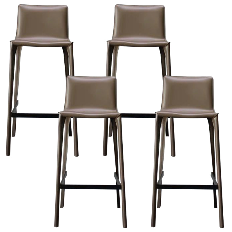 Modern Faux Leather Counter Stool Square Low Back Bar Stool with Footrest