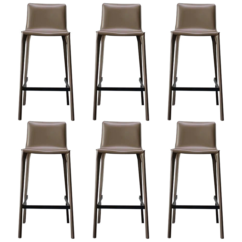 Modern Faux Leather Counter Stool Square Low Back Bar Stool with Footrest