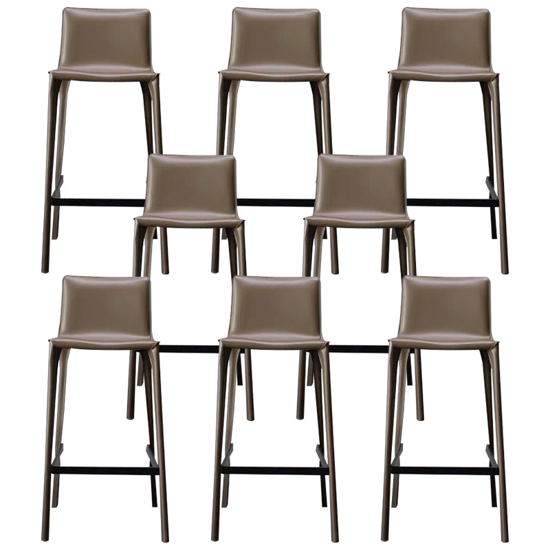 Modern Faux Leather Counter Stool Square Low Back Bar Stool with Footrest