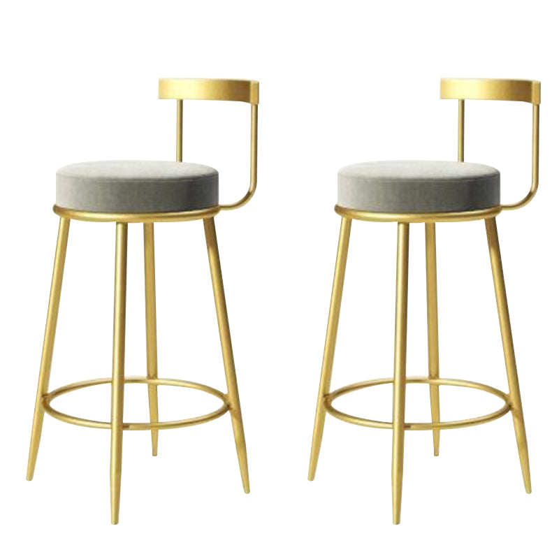 Modern Style Linen Counter Stool Round Low Back Bar Stool with Footrest