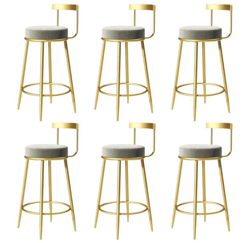 Modern Style Linen Counter Stool Round Low Back Bar Stool with Footrest