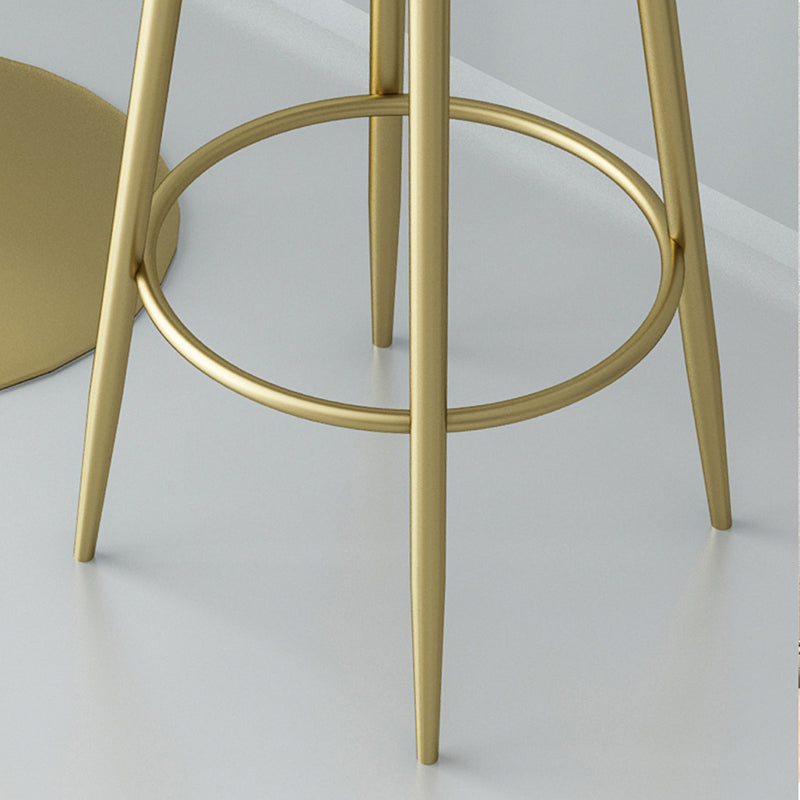 Modern Style Linen Counter Stool Round Low Back Bar Stool with Footrest