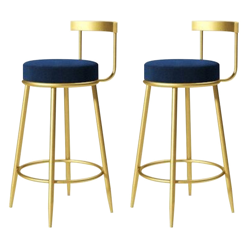 Modern Style Linen Counter Stool Round Low Back Bar Stool with Footrest