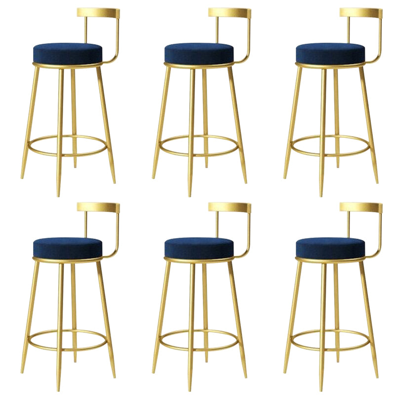 Modern Style Linen Counter Stool Round Low Back Bar Stool with Footrest
