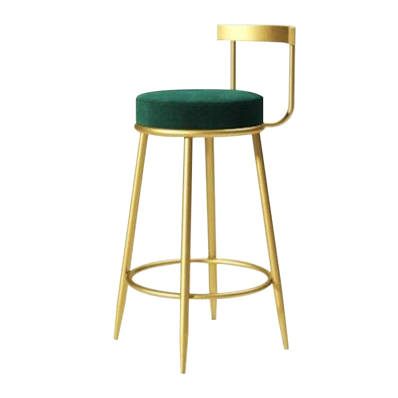 Modern Style Linen Counter Stool Round Low Back Bar Stool with Footrest