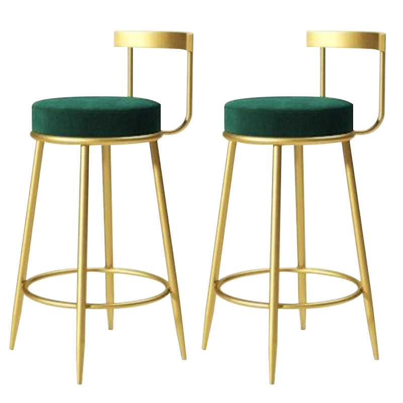 Modern Style Linen Counter Stool Round Low Back Bar Stool with Footrest