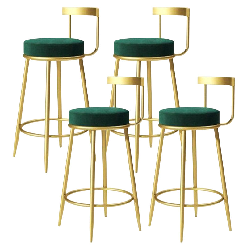 Modern Style Linen Counter Stool Round Low Back Bar Stool with Footrest