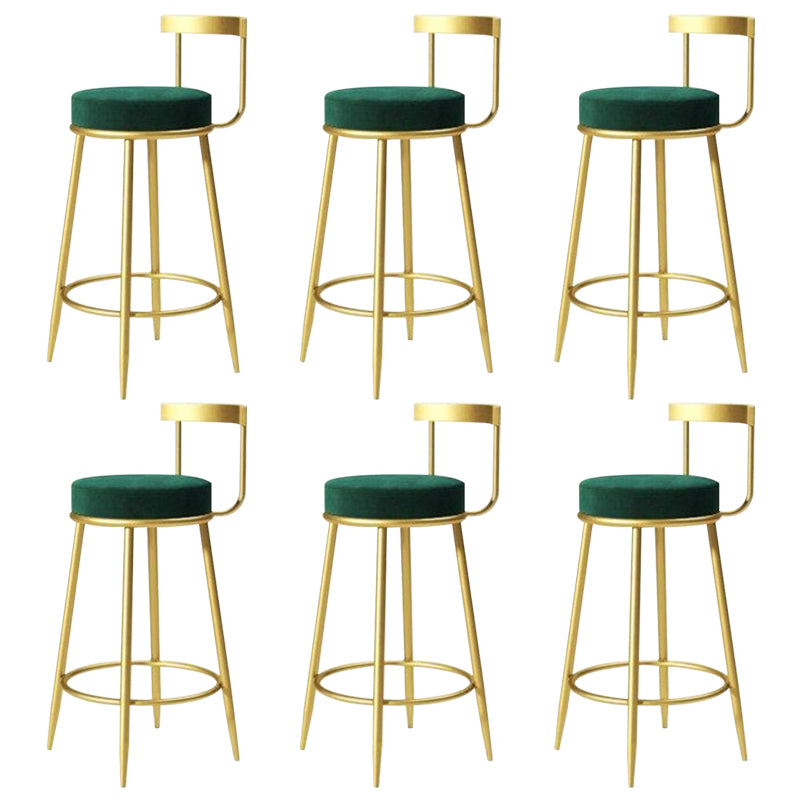 Modern Style Linen Counter Stool Round Low Back Bar Stool with Footrest