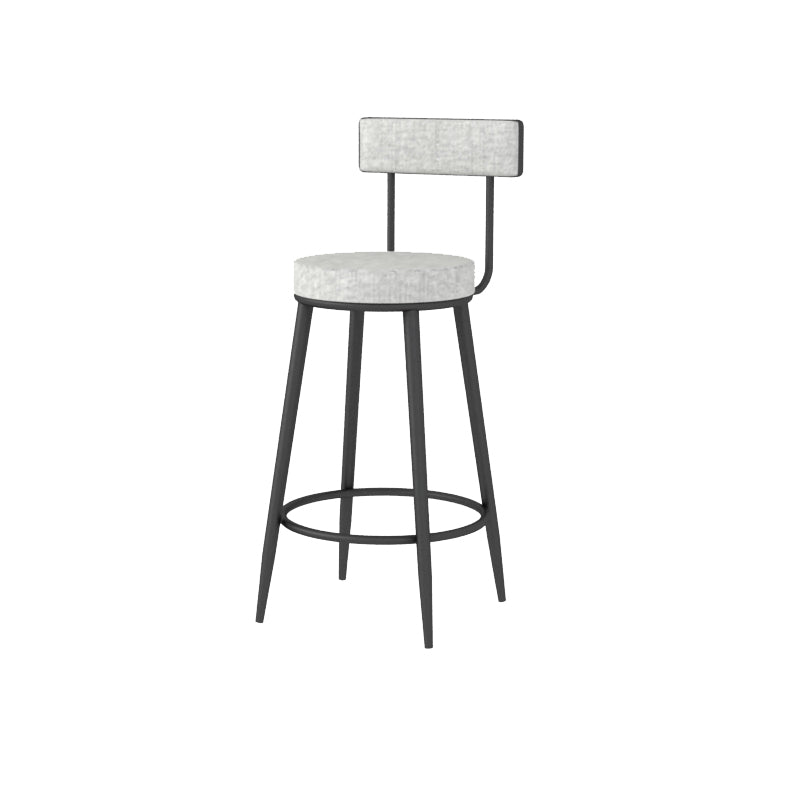 Modern Style Linen Counter Stool Round Low Back Bar Stool with Footrest