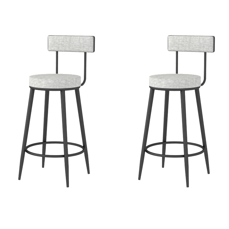 Modern Style Linen Counter Stool Round Low Back Bar Stool with Footrest