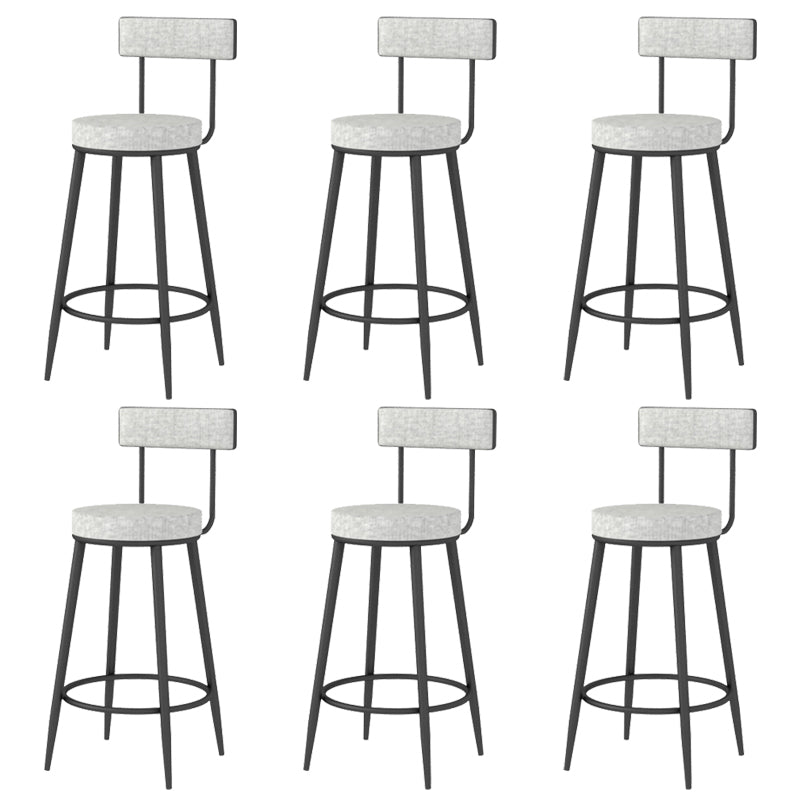 Modern Style Linen Counter Stool Round Low Back Bar Stool with Footrest