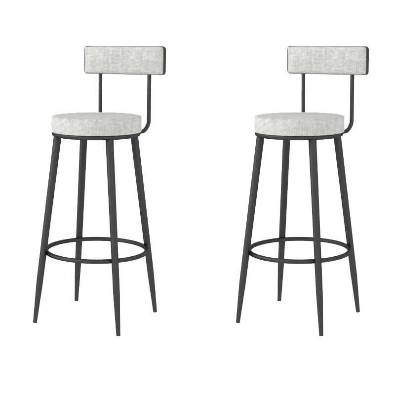 Modern Style Linen Counter Stool Round Low Back Bar Stool with Footrest