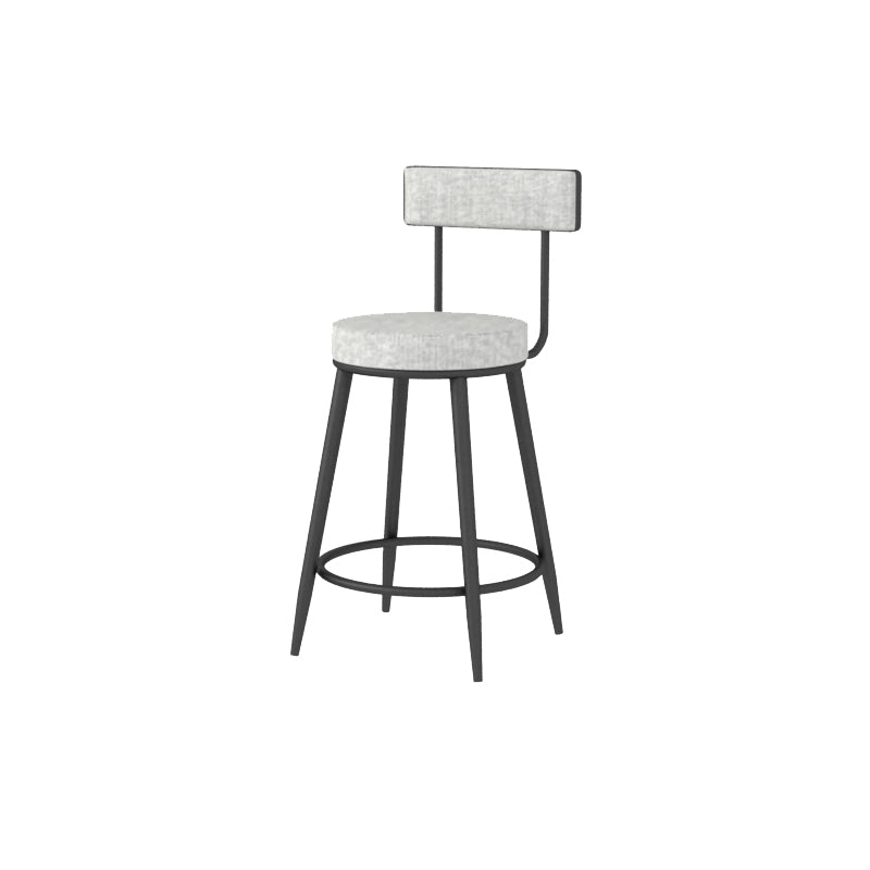 Modern Style Linen Counter Stool Round Low Back Bar Stool with Footrest