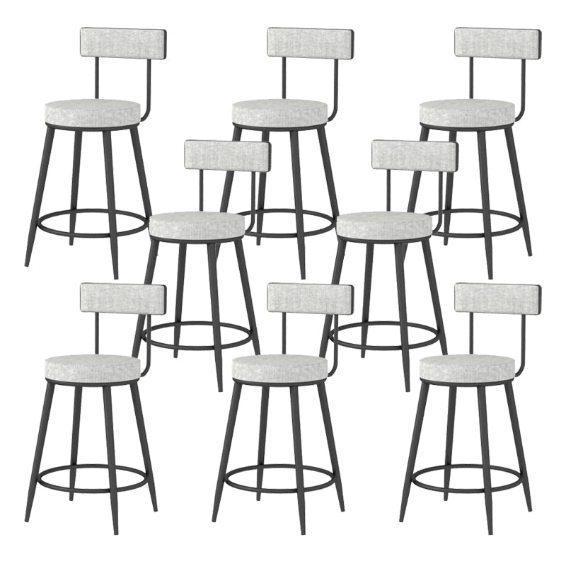 Modern Style Linen Counter Stool Round Low Back Bar Stool with Footrest
