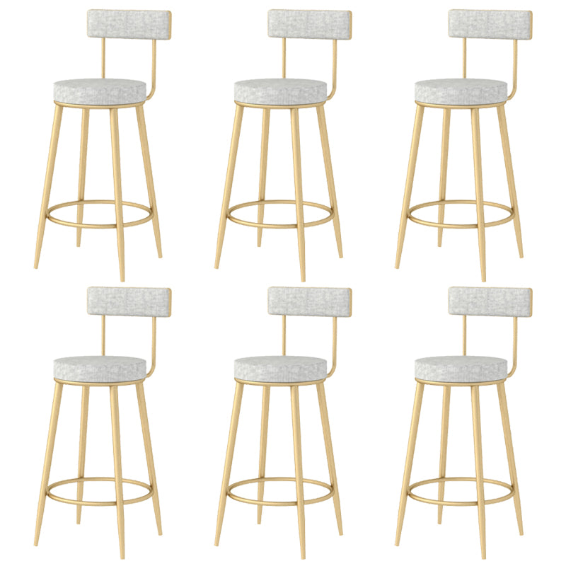 Modern Style Linen Counter Stool Round Low Back Bar Stool with Footrest