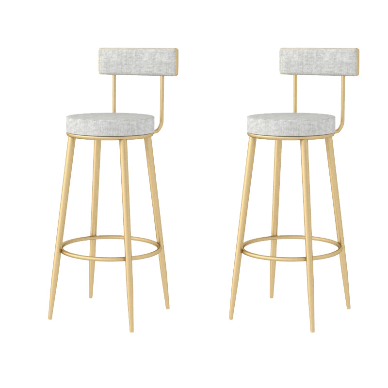 Modern Style Linen Counter Stool Round Low Back Bar Stool with Footrest