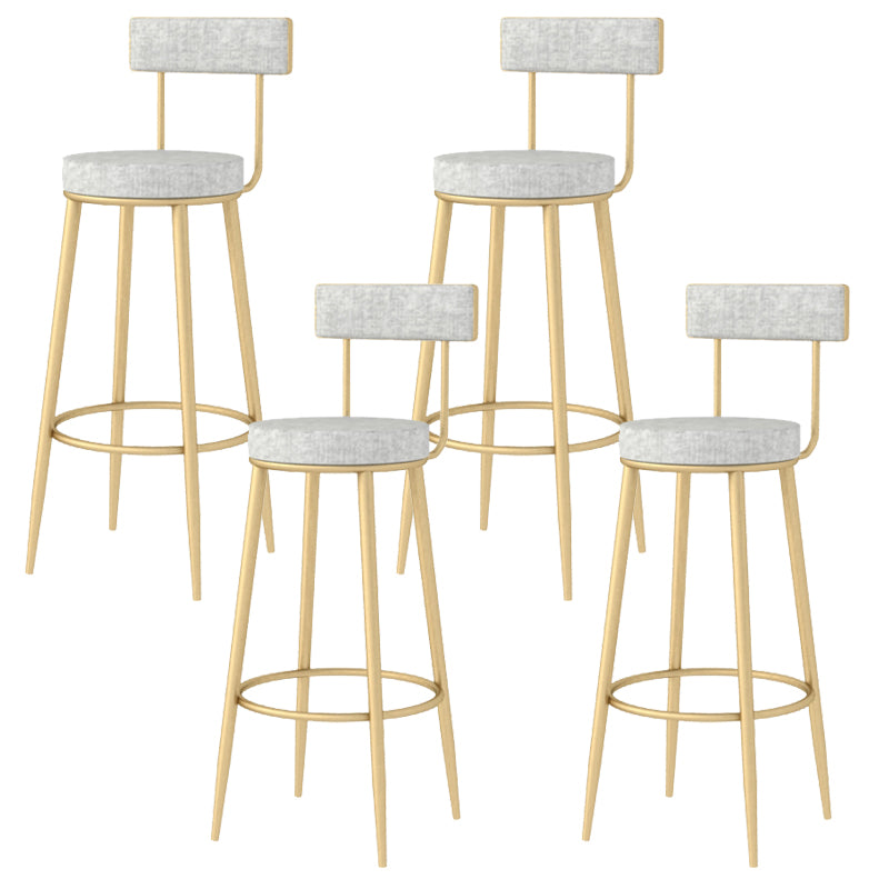 Modern Style Linen Counter Stool Round Low Back Bar Stool with Footrest