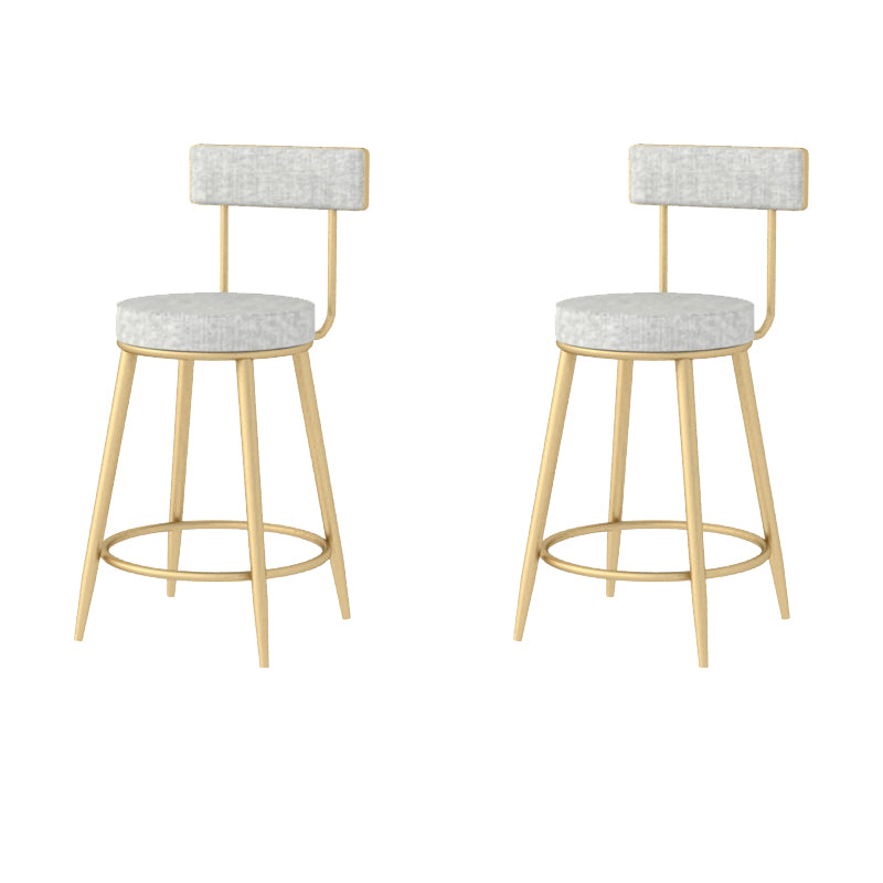 Modern Style Linen Counter Stool Round Low Back Bar Stool with Footrest