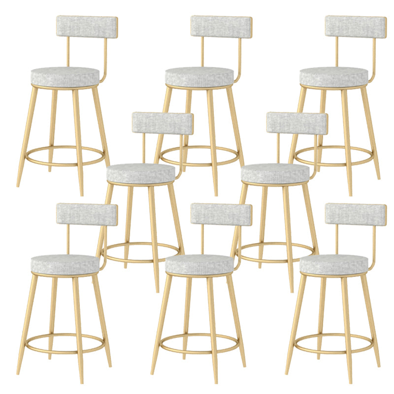 Modern Style Linen Counter Stool Round Low Back Bar Stool with Footrest