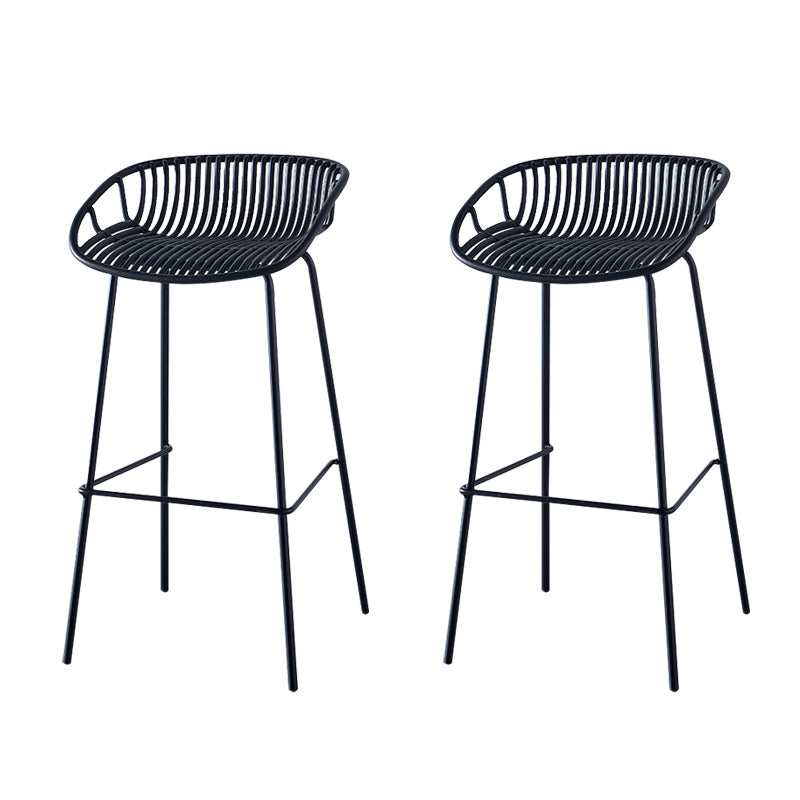 Nordic Backrest Counter Stool with Metal Base Plastic Armless Cafe Bar Chair with 4 Legs