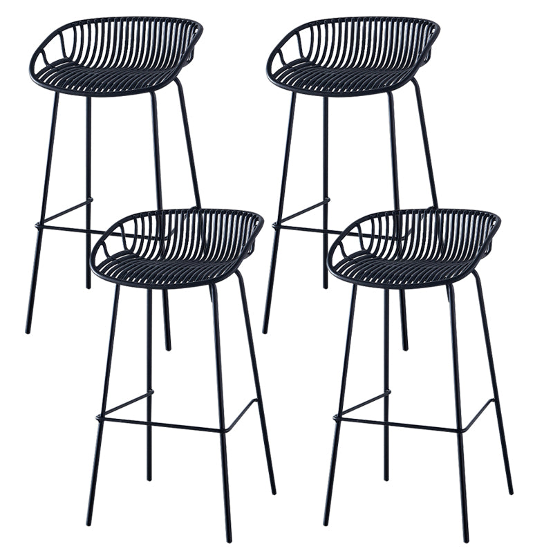 Nordic Backrest Counter Stool with Metal Base Plastic Armless Cafe Bar Chair with 4 Legs