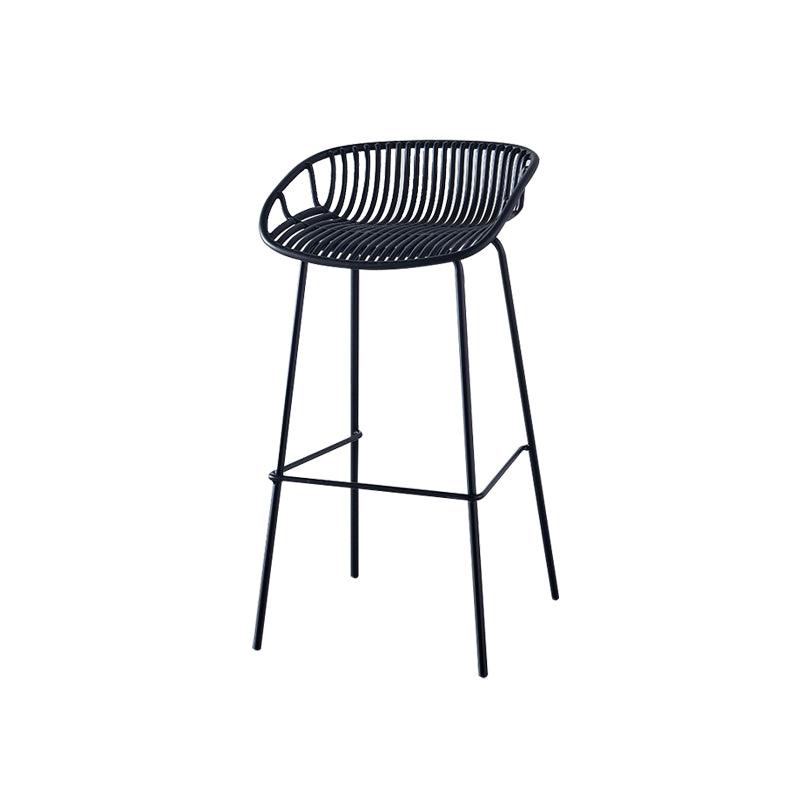 Nordic Backrest Counter Stool with Metal Base Plastic Armless Cafe Bar Chair with 4 Legs