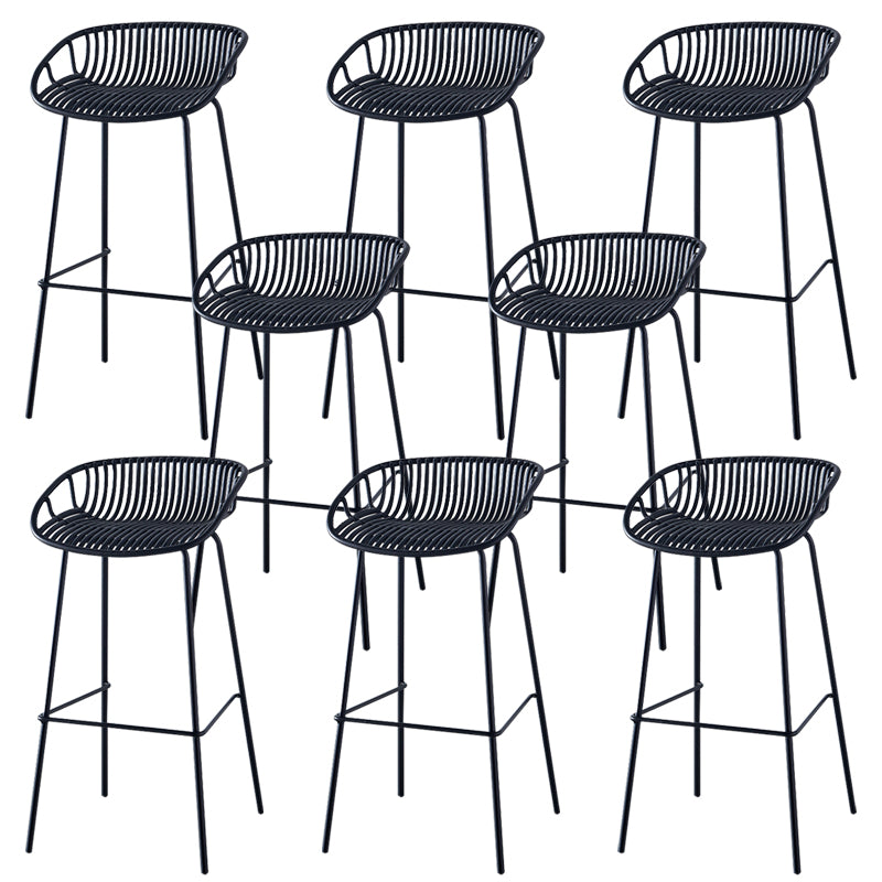 Nordic Backrest Counter Stool with Metal Base Plastic Armless Cafe Bar Chair with 4 Legs