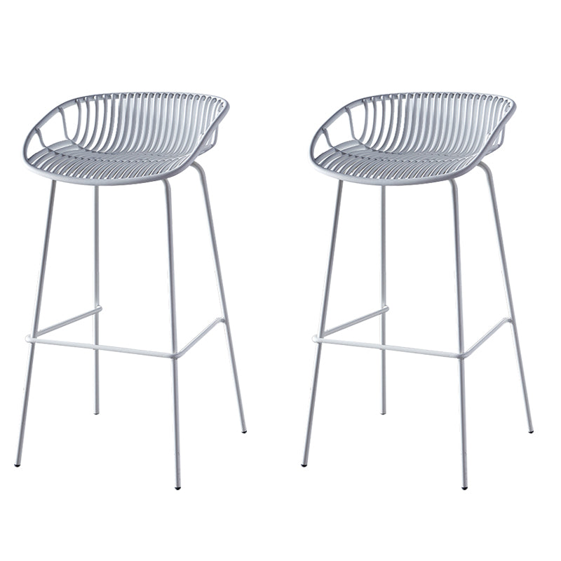 Nordic Backrest Counter Stool with Metal Base Plastic Armless Cafe Bar Chair with 4 Legs