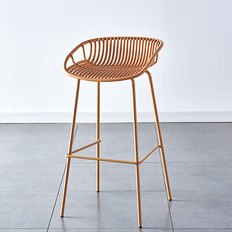 Nordic Backrest Counter Stool with Metal Base Plastic Armless Cafe Bar Chair with 4 Legs