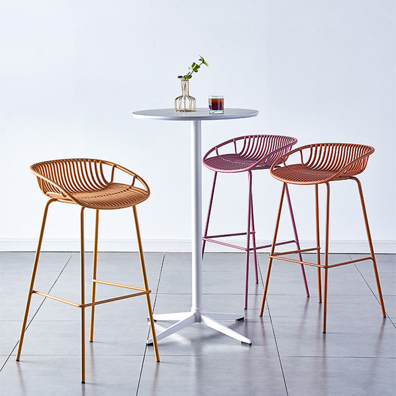 Nordic Backrest Counter Stool with Metal Base Plastic Armless Cafe Bar Chair with 4 Legs