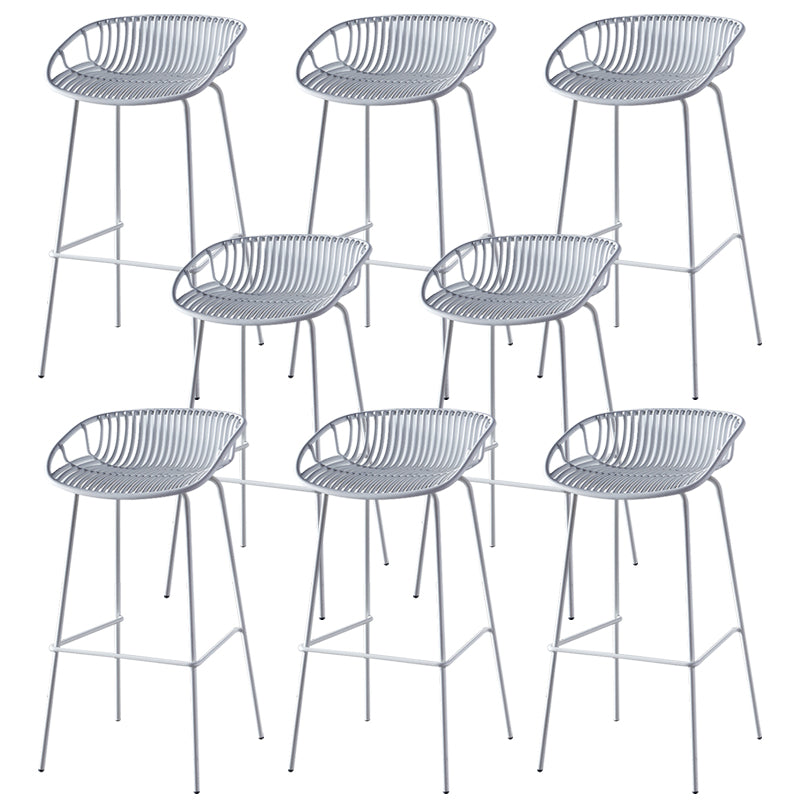 Nordic Backrest Counter Stool with Metal Base Plastic Armless Cafe Bar Chair with 4 Legs