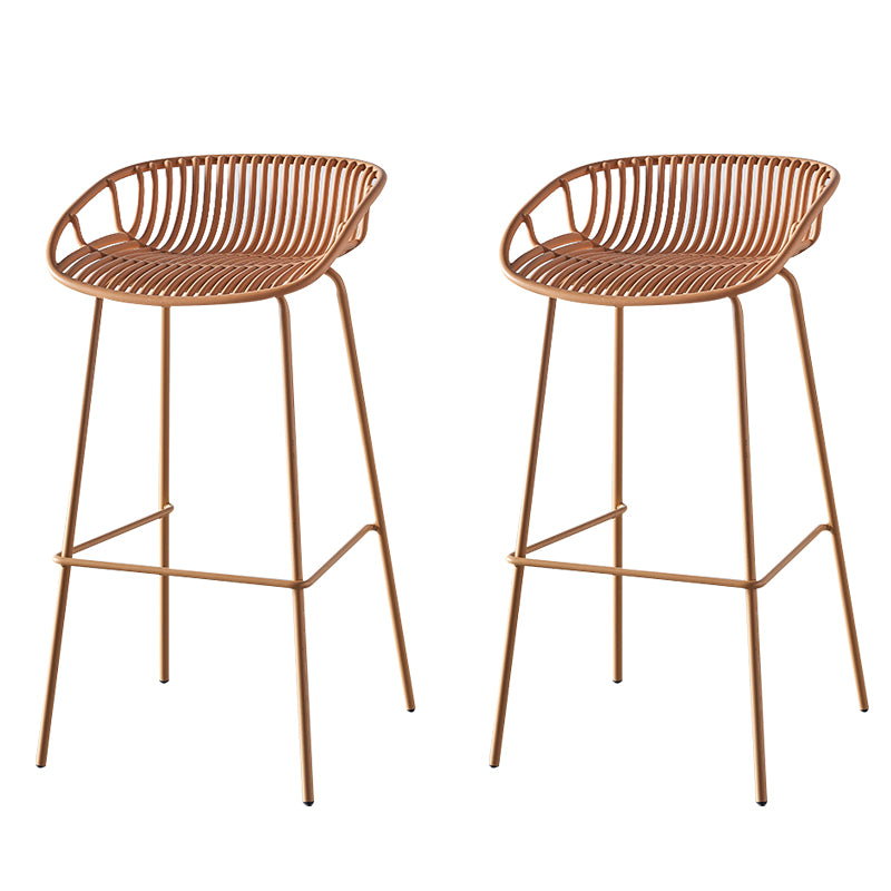 Nordic Backrest Counter Stool with Metal Base Plastic Armless Cafe Bar Chair with 4 Legs