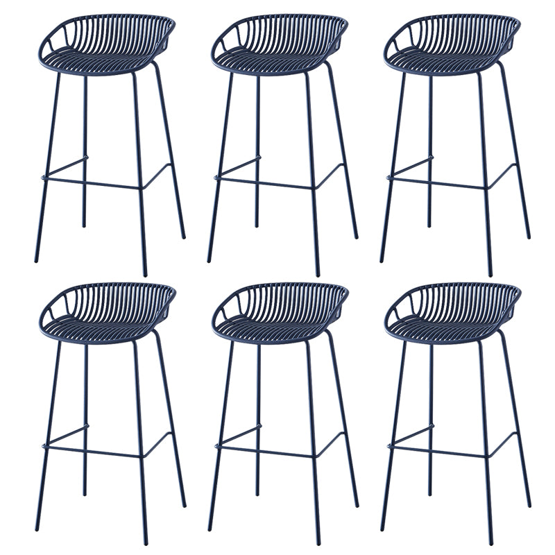 Nordic Backrest Counter Stool with Metal Base Plastic Armless Cafe Bar Chair with 4 Legs