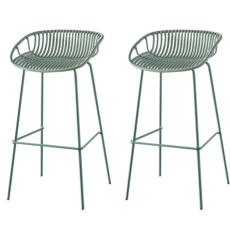 Nordic Backrest Counter Stool with Metal Base Plastic Armless Cafe Bar Chair with 4 Legs
