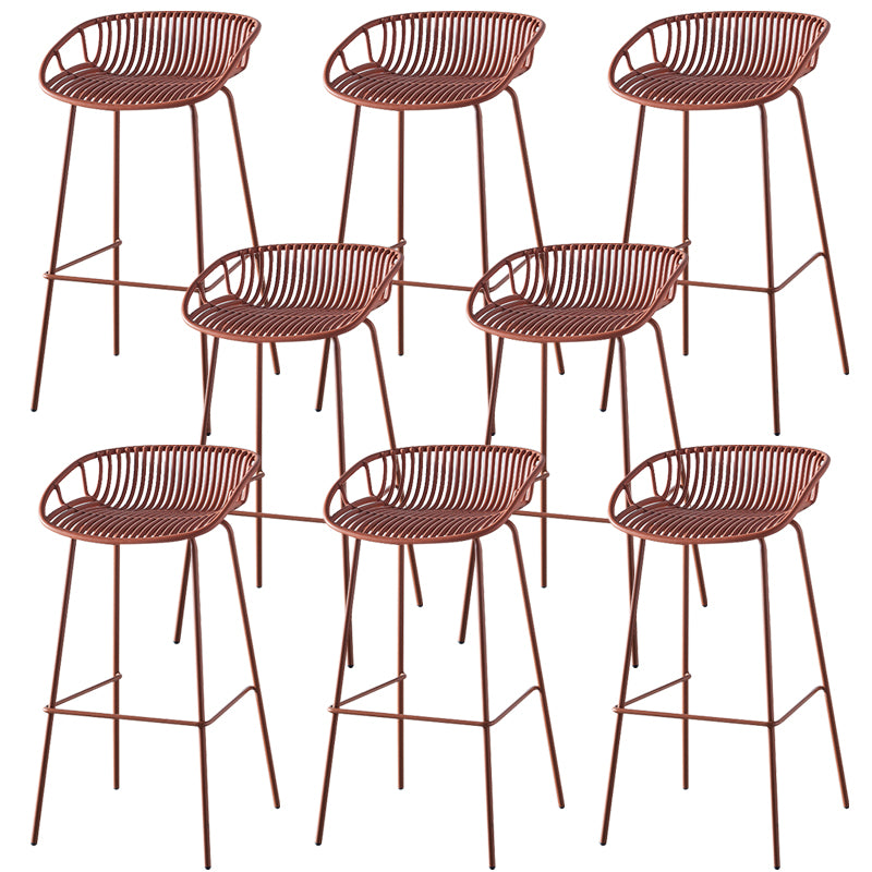 Nordic Backrest Counter Stool with Metal Base Plastic Armless Cafe Bar Chair with 4 Legs